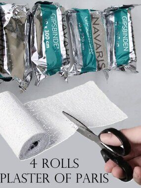 4X Navaris Plaster of Paris Cloth Rolls Gauze Bandages Body Casts 10x300 cm 4 Pa